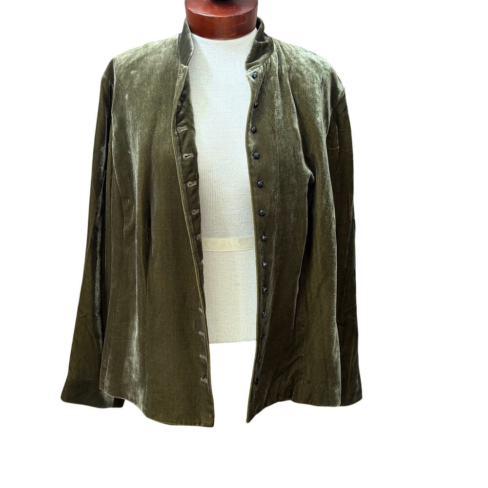Ralph Lauren Green Velour Velvet Button Down Shirt Size 16W Classic Preppy